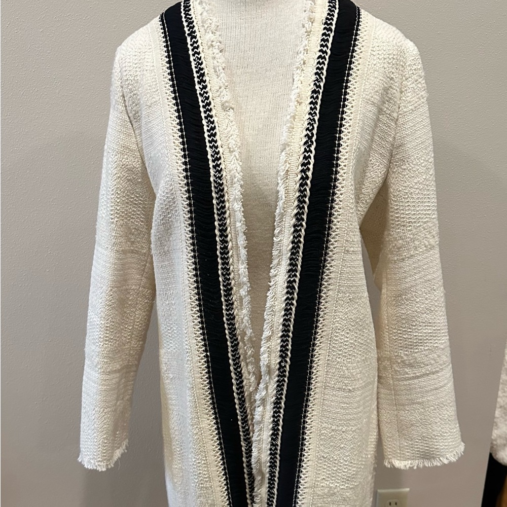 NWT Chico's Textured Novelty Topper Long Sleeve Jacket Ivory Cream Sz 1